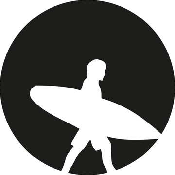 recommend clip art: Surfer walking in front of the moon sun