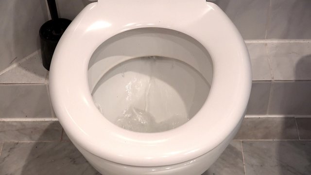 Flushing the toilet as detailed 4K footage