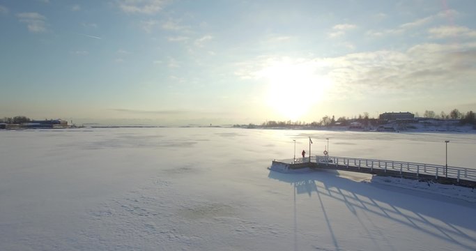 Icy Helsinki aerial shot 4K ungrade