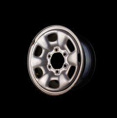 Car wheel, Car alloy rim on black background.
