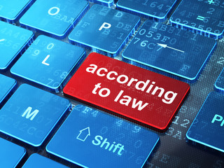 Fototapeta premium Law concept: According To Law on computer keyboard background