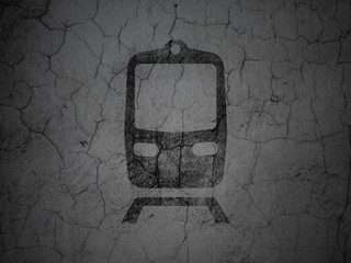 Tourism concept: Train on grunge wall background