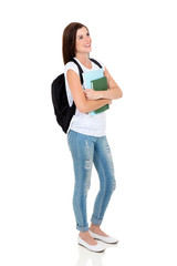 college girl looking up