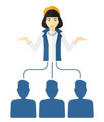 Boss with arms opened.