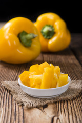 Portion of yellow Peppers (sliced)