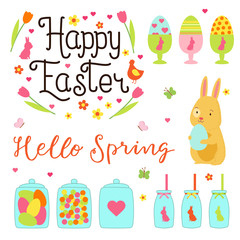 Happy Easter design elements set