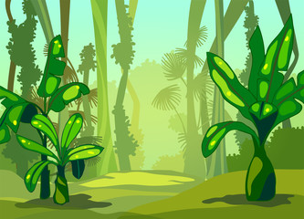 Obraz premium Illustration morning in the jungle.
