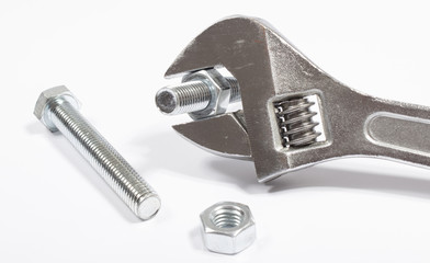 hardware adjustable wrench, isolated on white