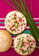 buns with cottage cheese and fresh radish