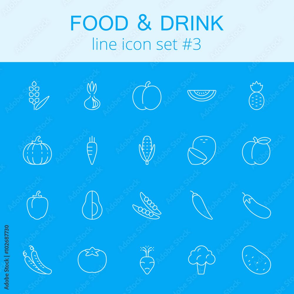 Poster food and drink icon set.