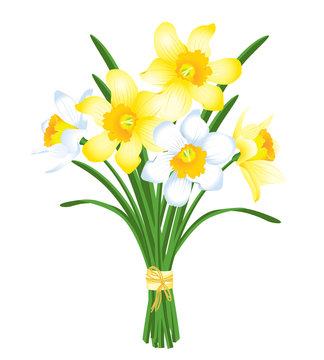 spring bouquet of yellow and white daffodils