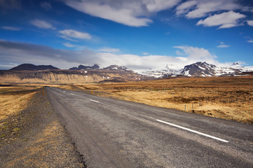 Empty road in Iceland on a summer day