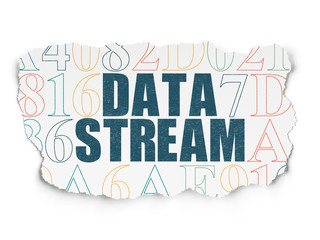 Information concept: Data Stream on Torn Paper background