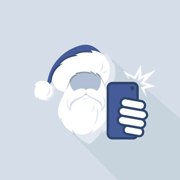 Santa Claus taking selfie with his phone - template