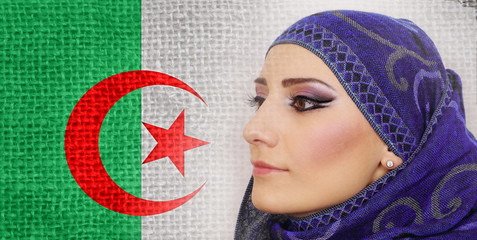 Young muslim girl with DZ flag