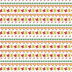 Cute seamless pattern with butterflies, hearts and stars. 