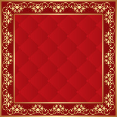 red background with golden border