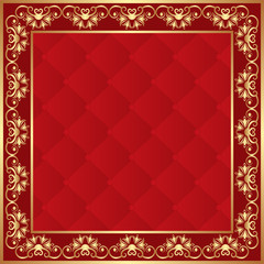 red background with golden border
