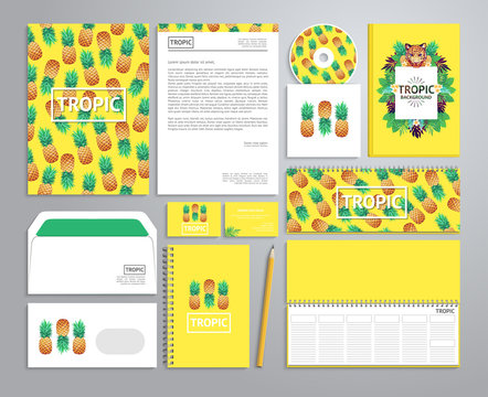 Corporate identity templates in tropical style.
