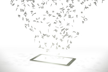 Letters fly from the smartphone - obrazy, fototapety, plakaty