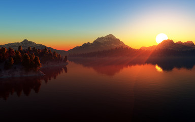 Mountain lake landscape