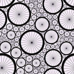 Vector seamless pattern with cycle wheels. You can use any color of background