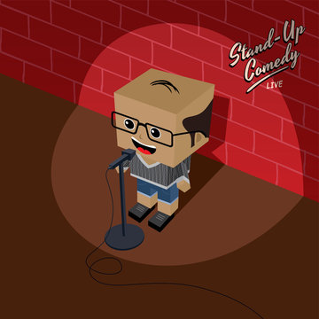 stand up comedy isometric block cartoon