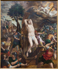 Mechelen - Martyrdom of saint George. Main panel of triptych by Michiel van Coxie (1588)