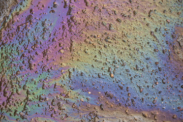 Spot gasoline on the pavement