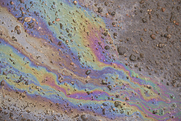 Spot gasoline on the pavement