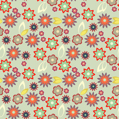 Seamless colorful background with simple floral pattern