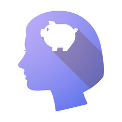 Long shadow female head with a pig