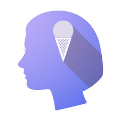 Long shadow female head with a cone ice cream