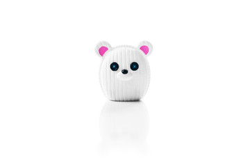 Toy figure of a mouse on a white background
