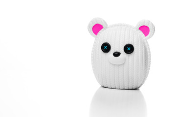 Toy figure of a mouse on a white background