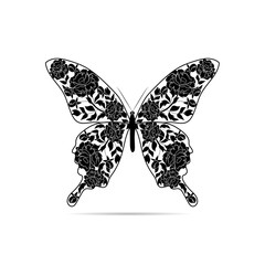 Floral pattern in shape of a butterfly 