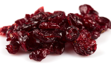 Dried cranberries  on white
