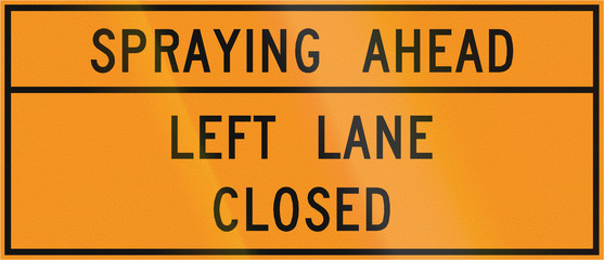 Road sign used in the US state of Virginia - Spraying ahead
