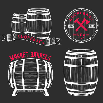 Vector set and logos cooperage workshops