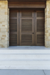 Brown exterior front door, vertical