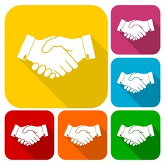 Partnership icons set with long shadow