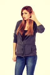 Teenage woman overhears the conversation