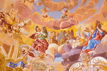 Photo sur Plexiglas Monument Banska Staivnica - fresco on cupola in the middle church of baroque calvary 