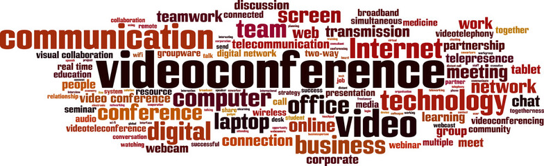 Videoconference word cloud concept. Vector illustration