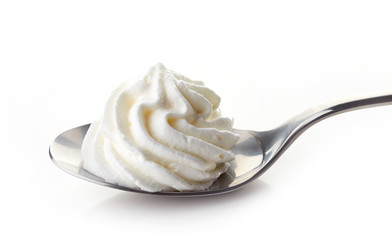 spoon of whipped cream