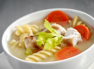 closeup of chicken soup