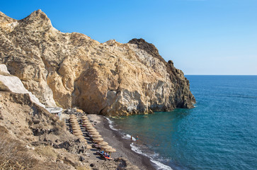 Fototapeta na wymiar Santorini - The Black beach from south part of the island.