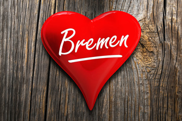 Bremen – rotes Herz mit Inschrift