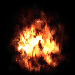 Fire Explosion Isolated On Black Background