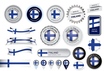 Made in Finland Seal, Finnish Flag (Vector Art)
